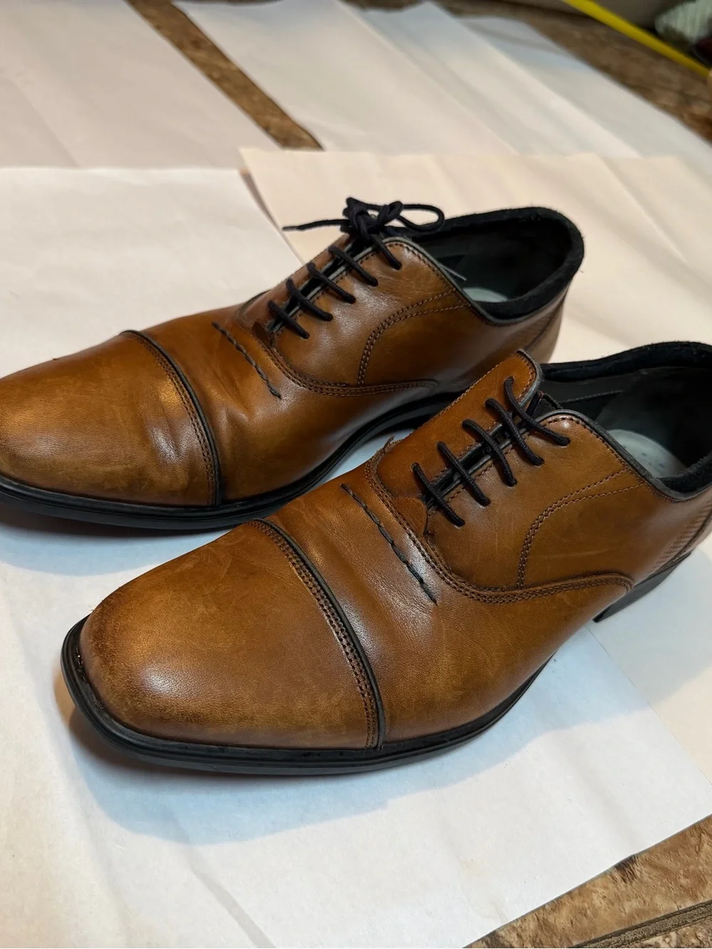 Hush Puppies Men’s Brown Leather Cap Toe Oxford Dress Shoes Size 8